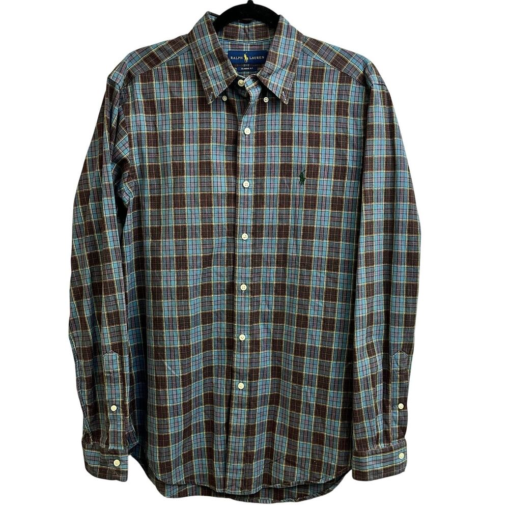 Ralph Lauren Men's Plaid Long Sleeve Button Down Classic Fit Size Medium Cotton - Picture 2 of 7